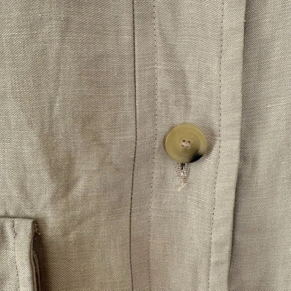 Gerard Darel Paris 100% Linen Oatmeal Light Tan Blazer Utility Jacket Size 14 - Picture 13 of 15